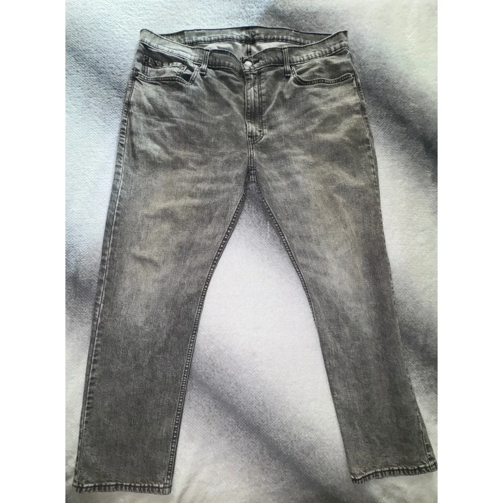 (A8) Levis 502 Regular Fit Tapered Grey Denim Jeans Mens 40x32 Gray Wash